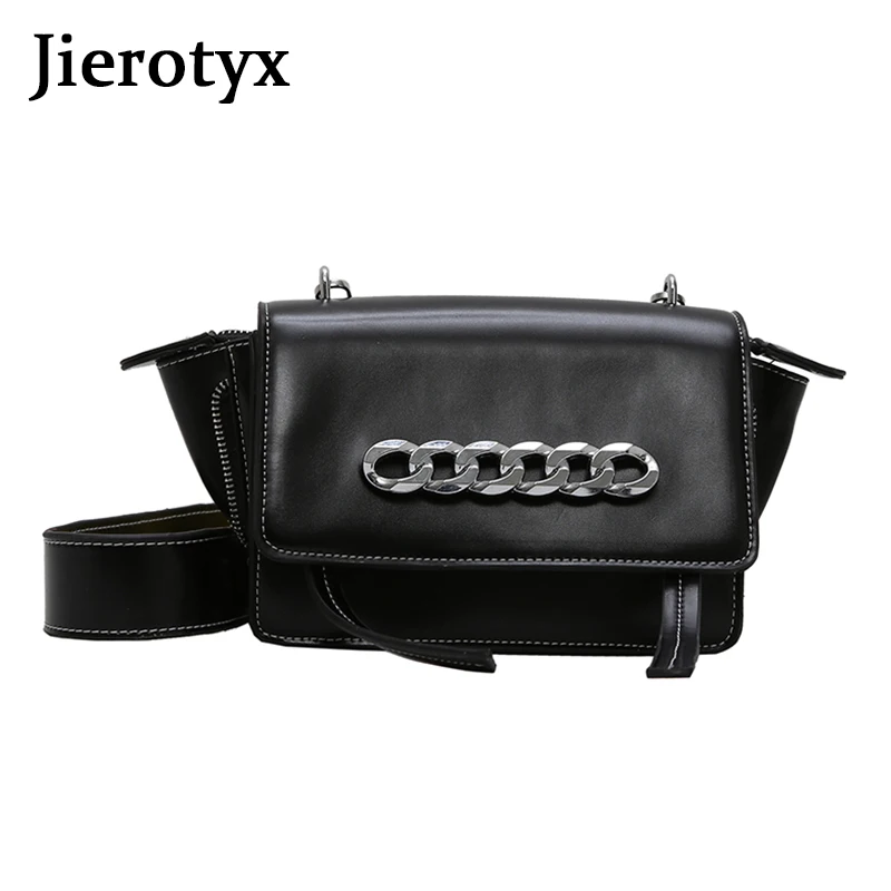 

JIEROTYX New Arrival Crossbody Bags For Women 2019 Flap Bag Black PU Leather Sexy Chain Punk Gothic Messenger Bags Designer