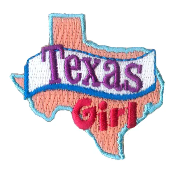

2" Texas Girl Patches for clothing Travel Badge US Embroidered Iron On Applique State Shape Words Names Sayings