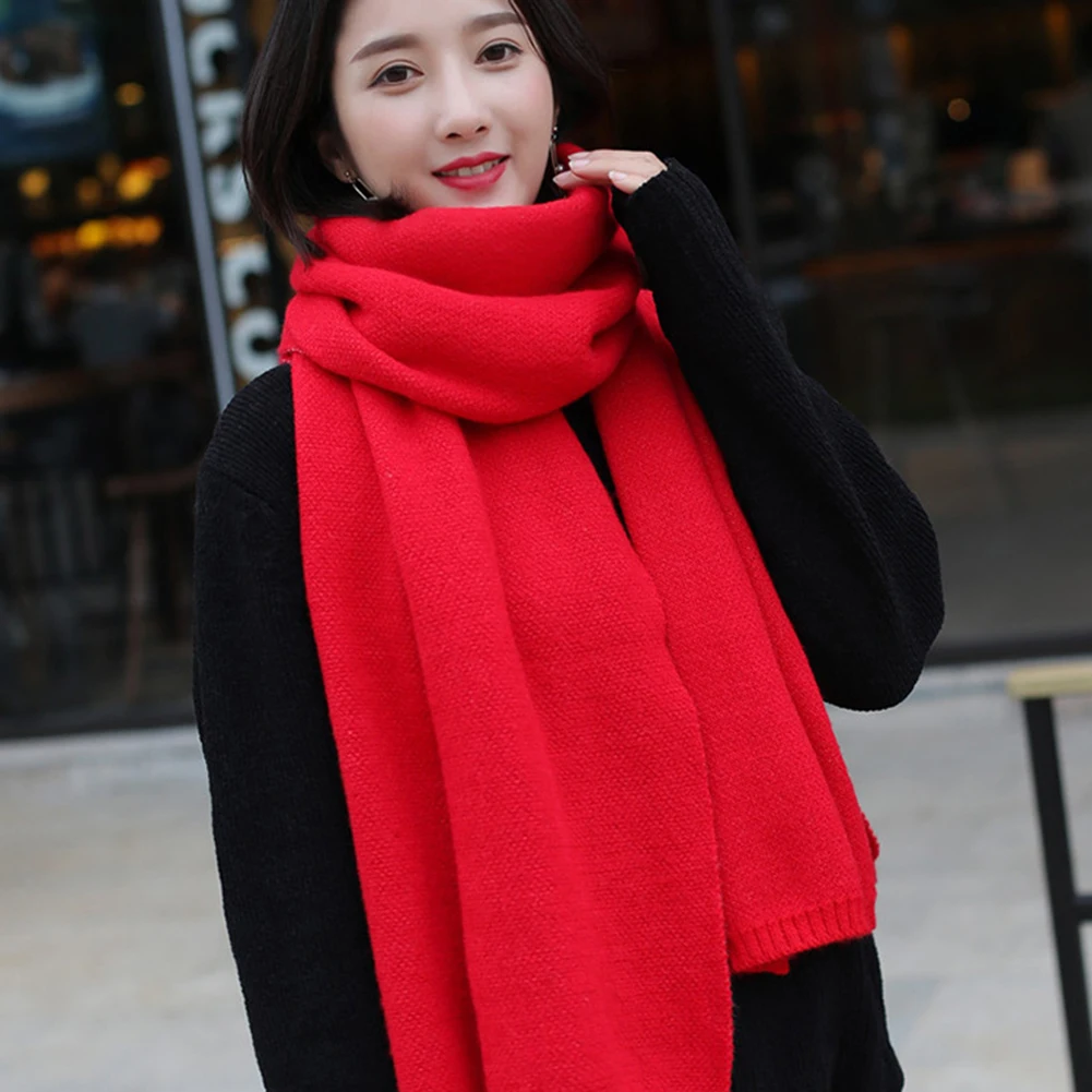 Women Soft Wraps Scarf Unisex Funny Christmas Santa Claus Neck Fleece Knitted Warm Cashmere Silky Pashmina Shawls
