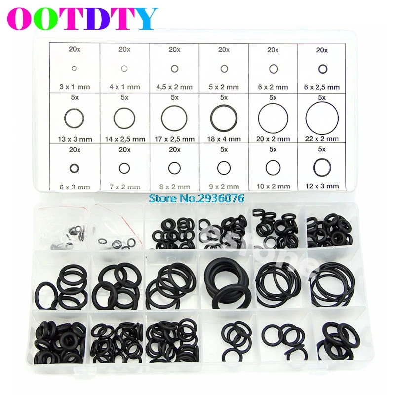 

225 X Rubber O Ring O-Ring Washer Seals Assortment Black For Carfor Home Tool APR28_10