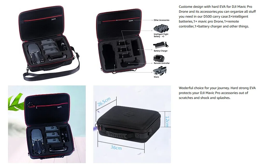 Smatree D500 Портативная сумка для хранения Жесткий чехол с плечевым ремнем для DJI Mavic Pro Drone