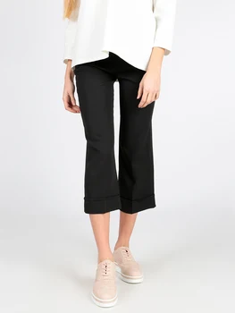 

Woman casual trousers turnup solid matching fashion three quarter
