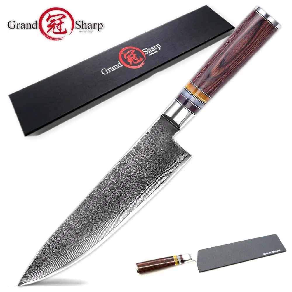 GRANDSHARP 67 Layers Japanese Damascus Steel Damascus Chef Knife VG 10 Blade Damascus Kitchen