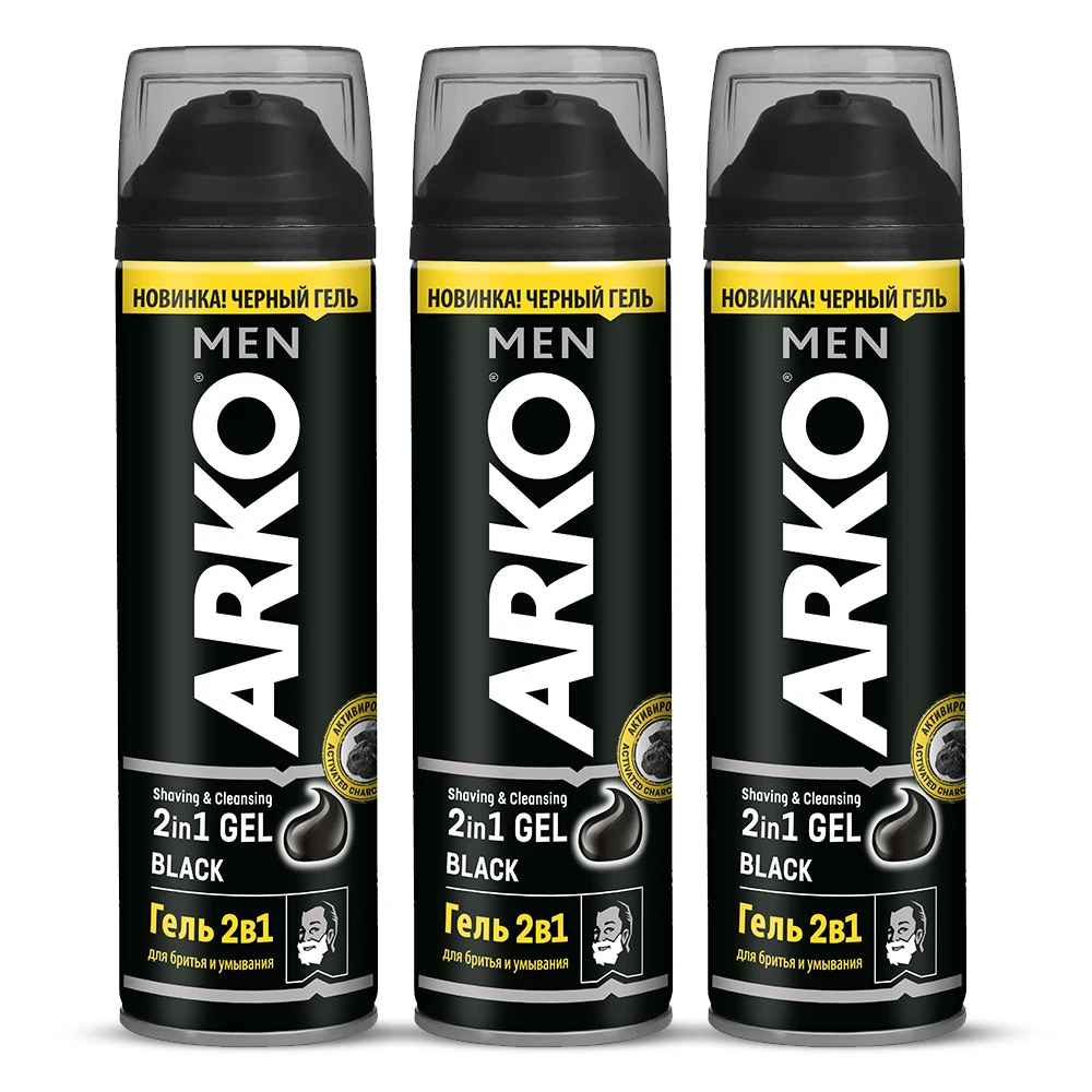 

Arko Men Black Gel Shaving Sensitive for Men's Beard 3 x 200ml 600ml, beard, for beard, shaving soap, beard care, Shaving gel