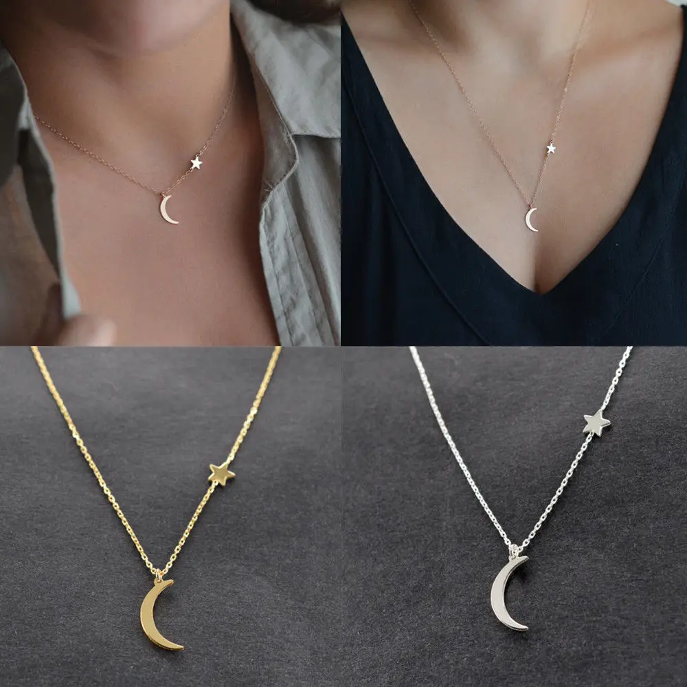 

Hot style Europe and America simple joker moon star pendant necklace