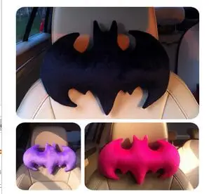 

33cm black/rose color bat shaped plush neck pillow car decoration batman stuffed plush travel pillow cushion headrest