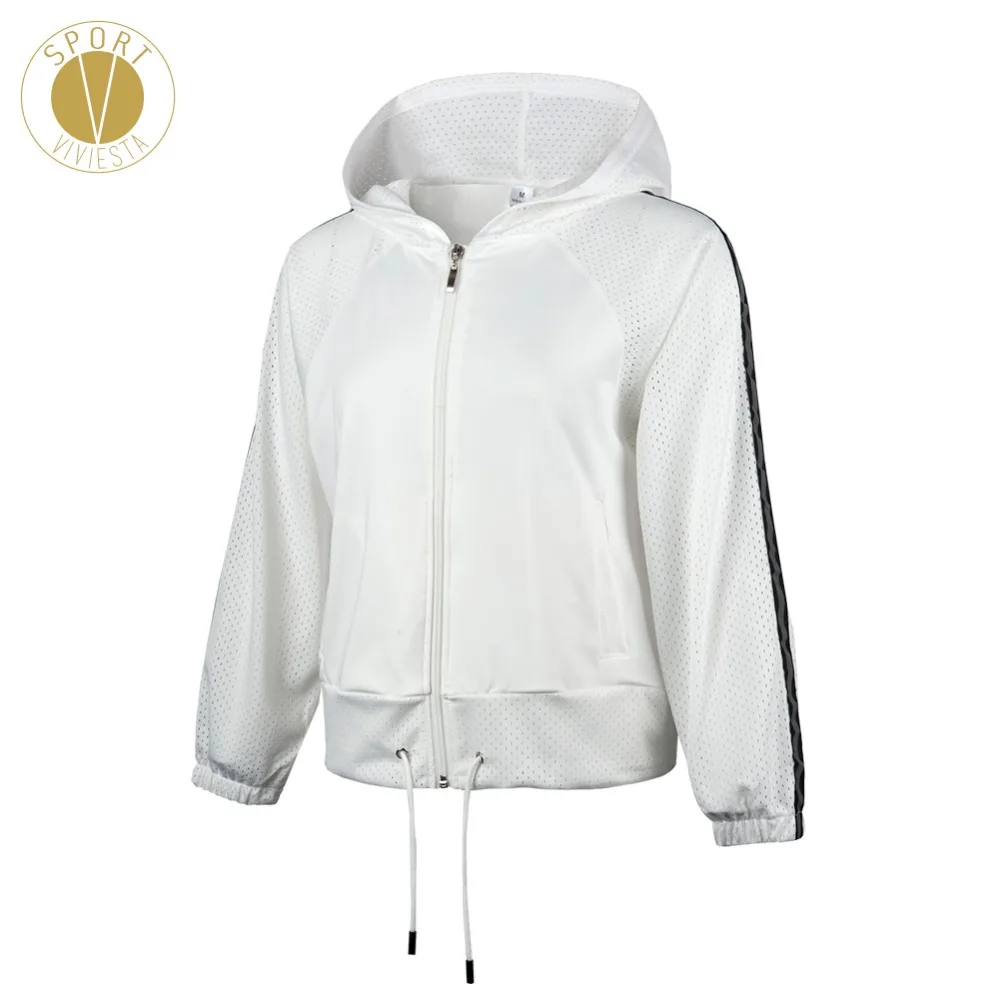 

Hooded Crop Track Jacket Women Female Gym Run Yoga Outdoor Stylish Trendy Light Windproof Shell Jacket Wind Breaker Windbreaker
