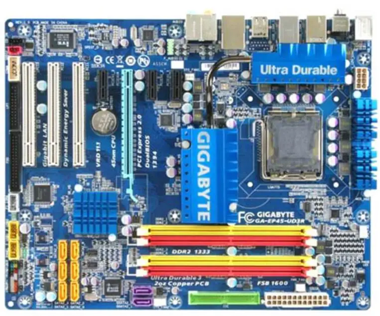 Материнская плата для Gigabyte оригинальная б/у настольного ПК разъем P45 LGA 775 DDR2 ATX