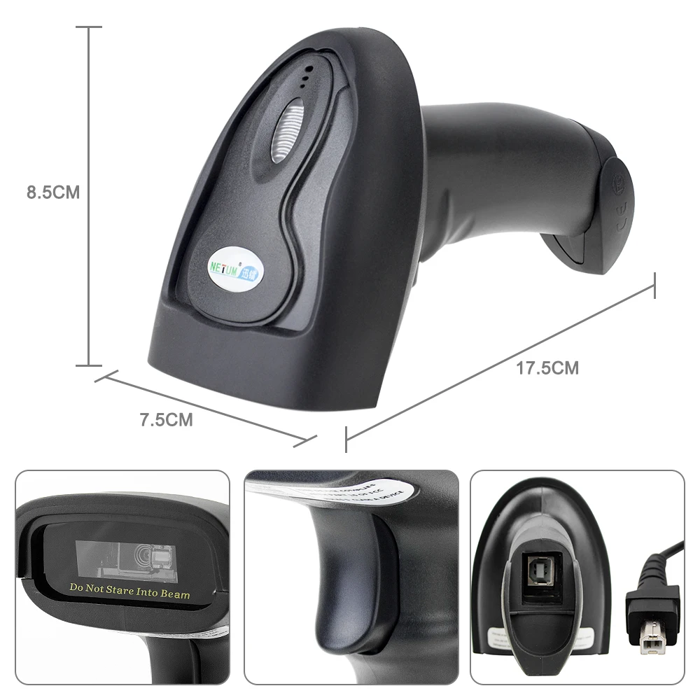 Беспроводной сканер штрих-кода ручной Bluetooth 1D/2D QR считыватель штрих-кода Поддержка Android, iOS и iPad