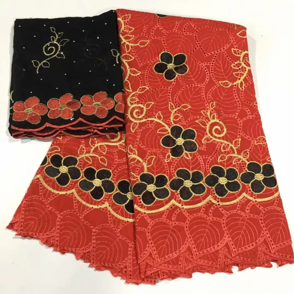 

2019 Africa Heavy Swiss Cotton Voile Lace Fabric Embroidery in Switzerland For Women Wedding 5yards+2yard