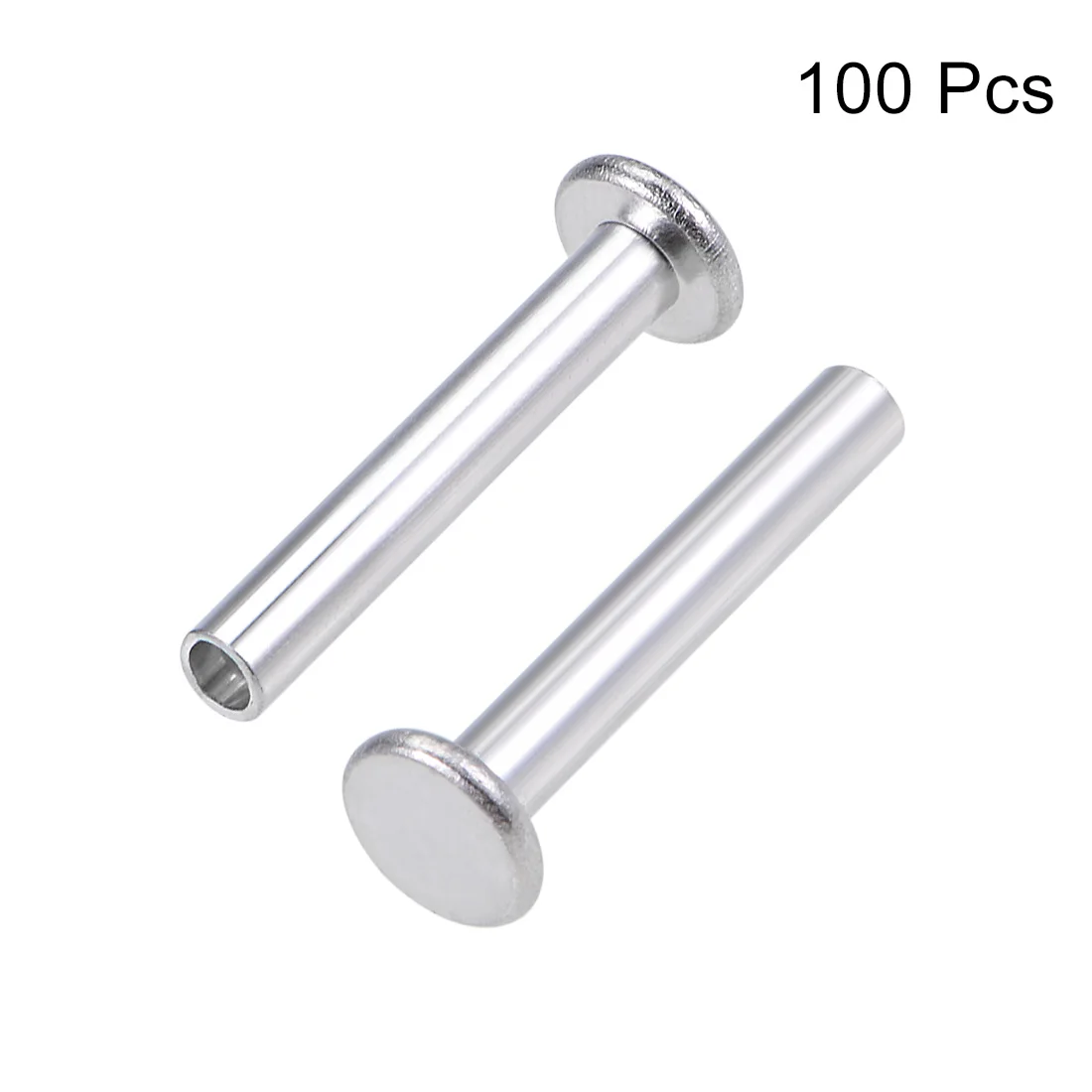 100pcs M4 x 6mm Aluminum Half Round Head Solid Rivet Fastener Silver Tone