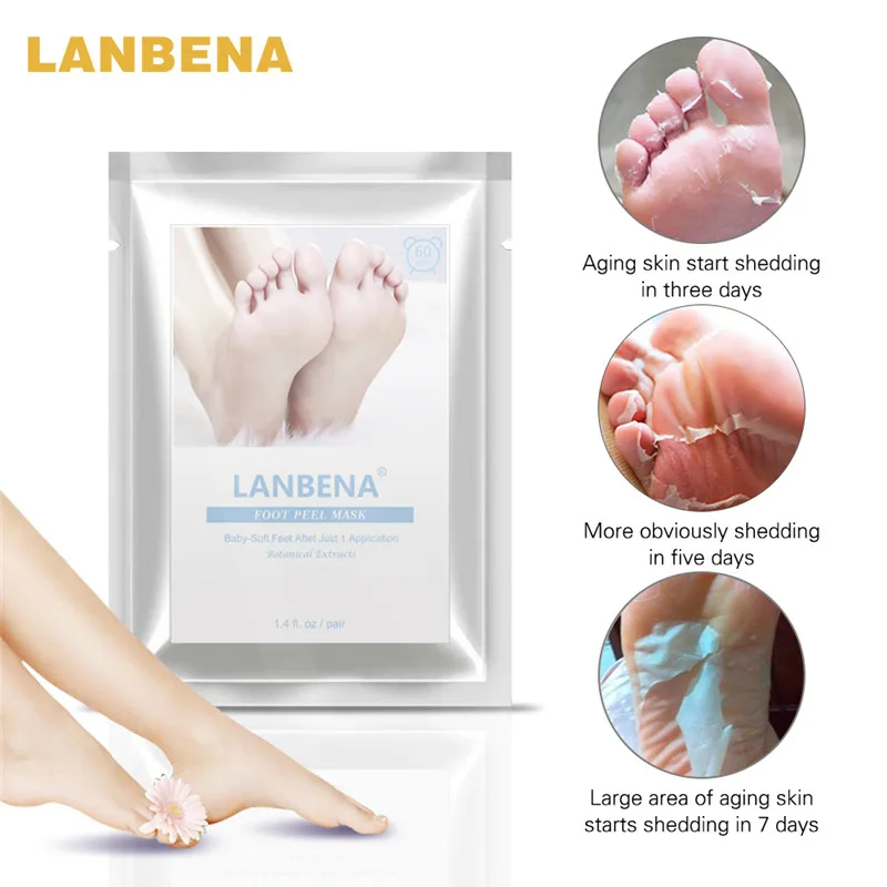 

LANBENA Exfoliating Foot Mask 1 Pair Remove Dead Skin Removing Foot Mask Peeling Cuticles Heel Feet Care Whitening Cream