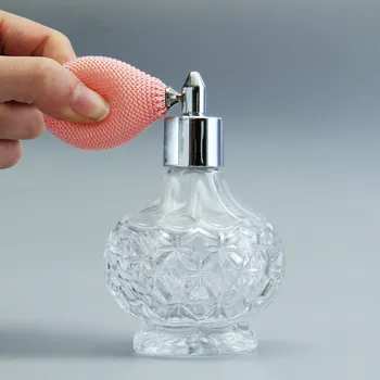 

80ml Vintage Crystal Perfume Bottle Pink Short Bulb Spray Atomizer Empty Clear Glass Parfume Container Refillable Bottle Gift