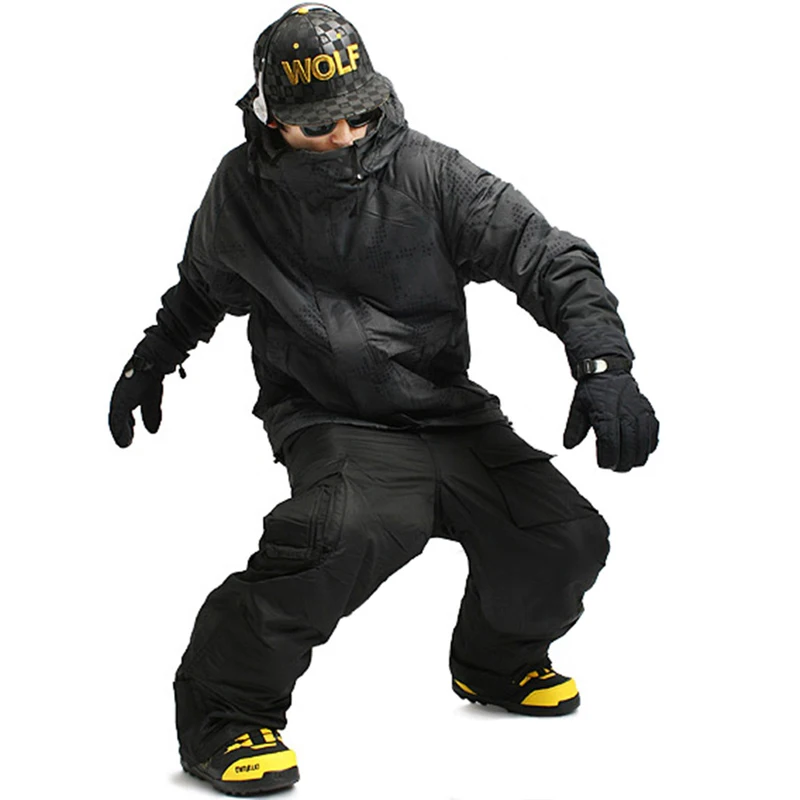 Новое издание "Southplay" Зимние Водонепроницаемый 10000 мм потепления военные (Северная куртка + черные брюки) Наборы