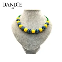 Dandie короткое ожерелье с желтыми акриловыми бусинами и мягкими керамическими бусинами ожерелье из полимерной глины
