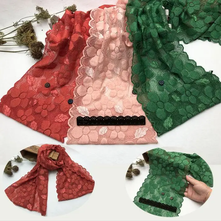 

1 Meter Vintage Brick Red Green Pink Elastic Lace Trimmings Decoration Crafts Sewing Lace Trim DIY 20cm Width