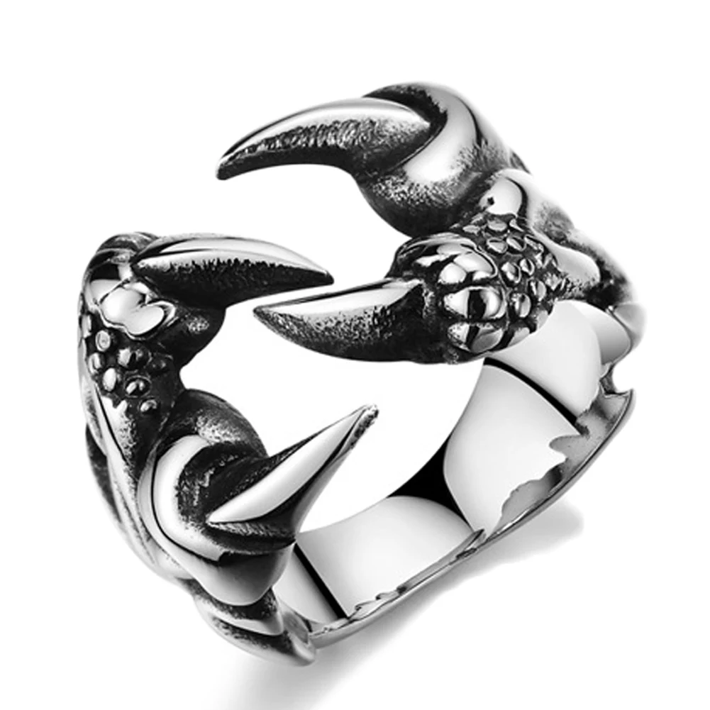 

New Rock Punk Male Biker Rings Metal Dragon Claw Rings For Men Vintage Gothic Jewelry