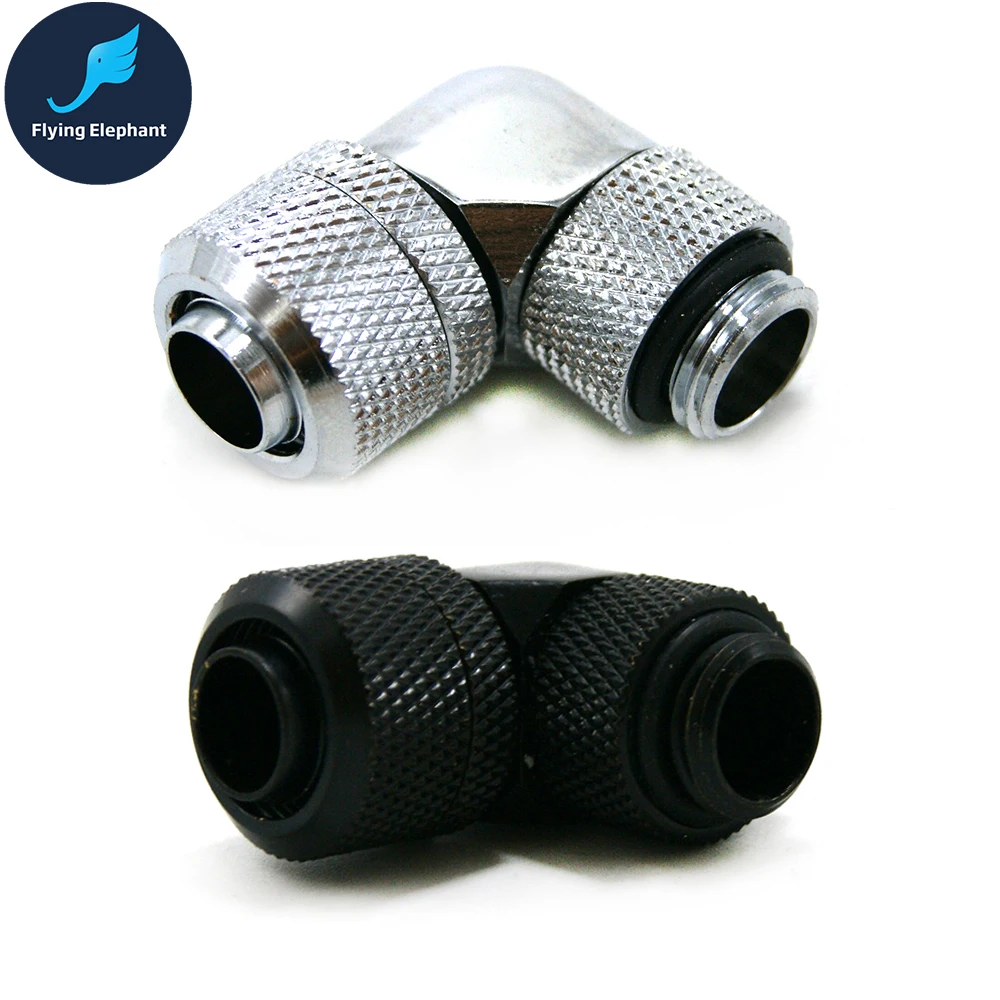

Angled 45 90 Degree G1/4 Black/Silver 9.5*12.7MM ID/OD Compression Fitting For 3/8" flexible tubing