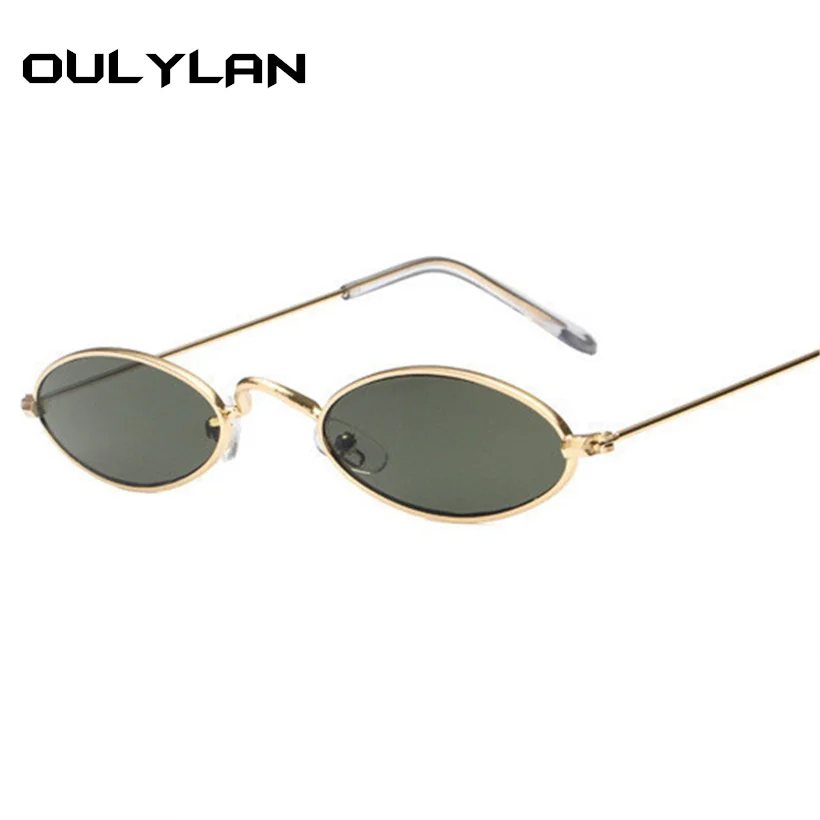Oulylan, маленькие овальные солнцезащитные очки, для мужчин и женщин, Ретро стиль, металлическая оправа, желтый, красный цвет, Ретро стиль, крошечные, Круглые, обтягивающие, мужские, женские, солнцезащитные очки, UV400