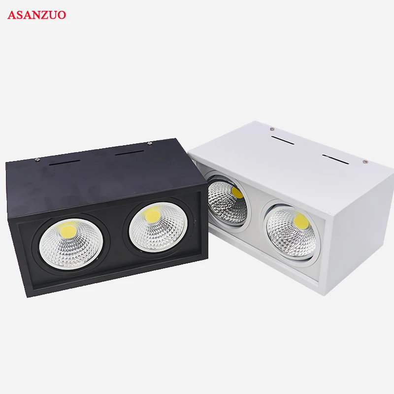 

COB Square Double heads Surface Mount Downlight 24w 30w 40w 60w Grill Light Black White Shell Warm Nature Cool White AC85-265V