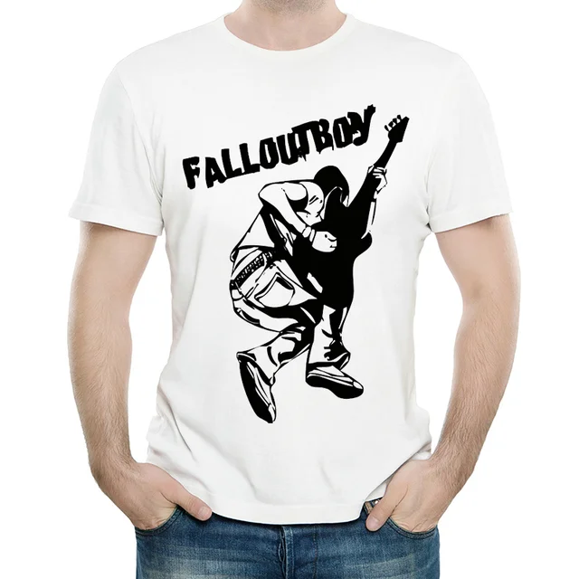 Fall Out Boy T Shirt White Color Mens Fashion Short Sleeve FOB Logo Fall Out Boy T shirt Tops