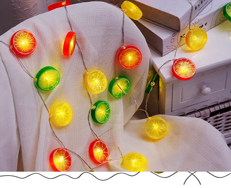 Led String Fairy Lights Battery Operated Summer Lemon Party Home Bedroom Christmas Decoration Garlands Lighting 