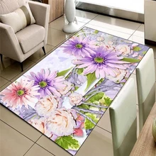 Иначе фиолетовый цветок розы зеленая ромашка природа 3d печати нескользящей микрофибры Гостиная Декоративные Современные моющийся коврик мат
