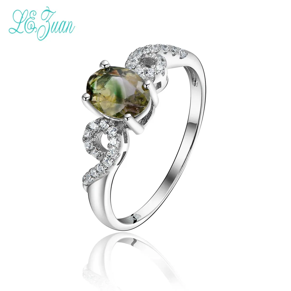 

l&zuan S925 Silver Rings For Women Oval-Shaped Natural Yellow-Green Tourmaline Fashion and Fine Jewelry Party Christmas Gifts