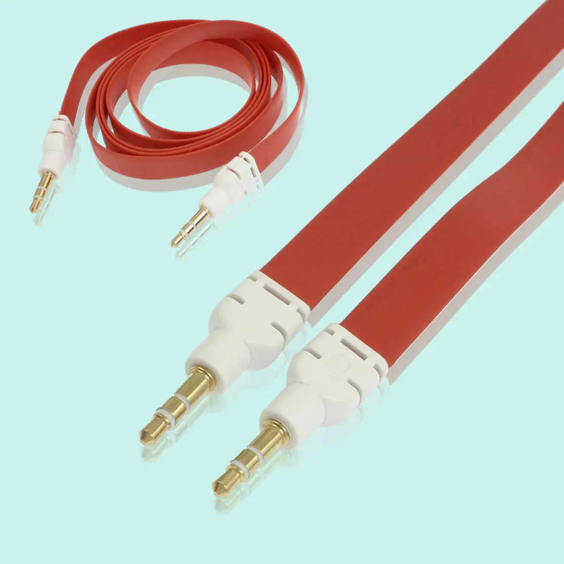 UXCELL 3.3Ft Long 3.5Mm Male To Male Plug Flat Audio Cable Red For ...