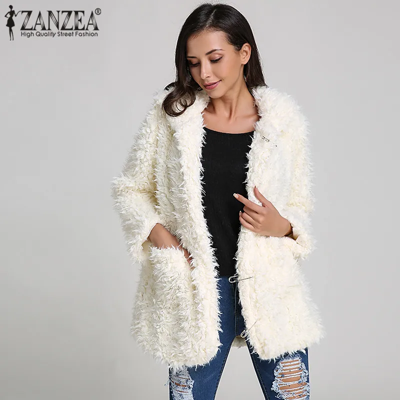 

ZANZEA Plus Size Women Teddy Bear Ears Hoodies Sweatshirt 2019 Winter Warm Thick Soft Fleece Fur Cute Hooded Blusa Outwear 3XL