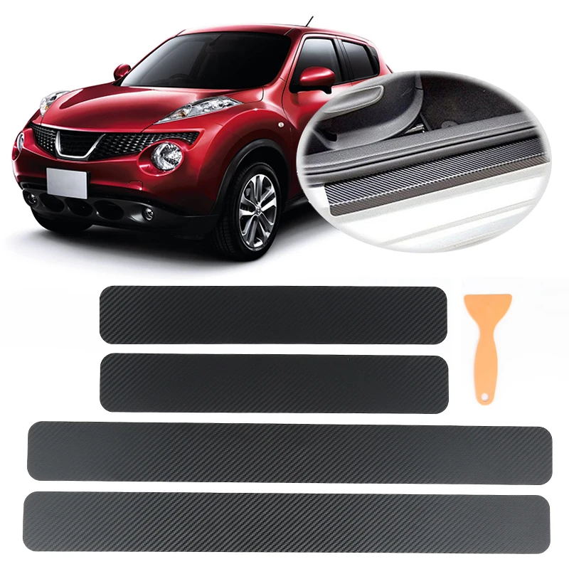 4PCS Accessories 3D Carbon Fiber Black Car door Plate Door Sill Scuff Plate Cars Sticker Anti-kick Scratch For Hyundai Tucson Auto Car-styling (blue)
