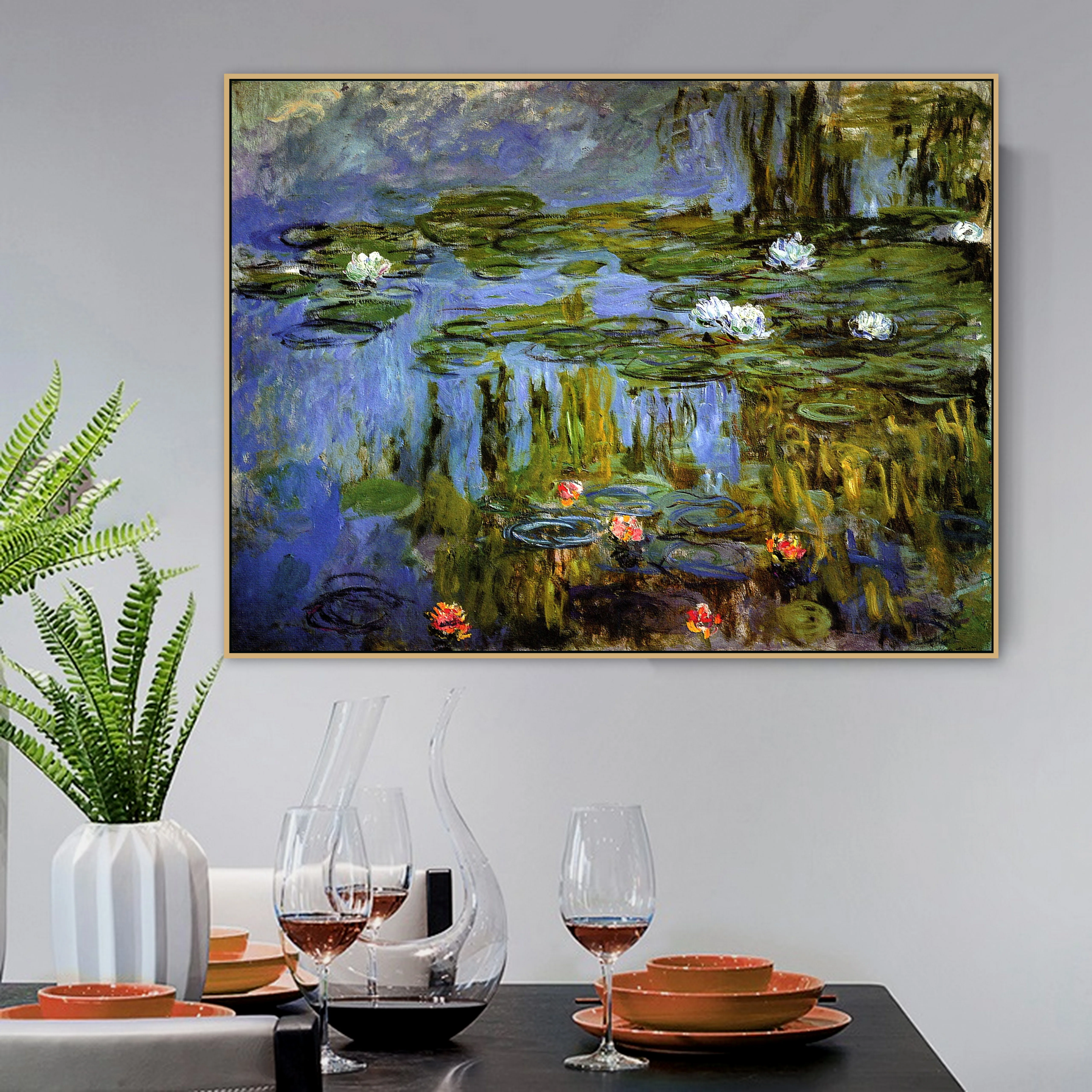

Water Lilies Claude Monet Famous Old Impressionist Artist Original Canvas Painting Print Room Wall Art Decor Print