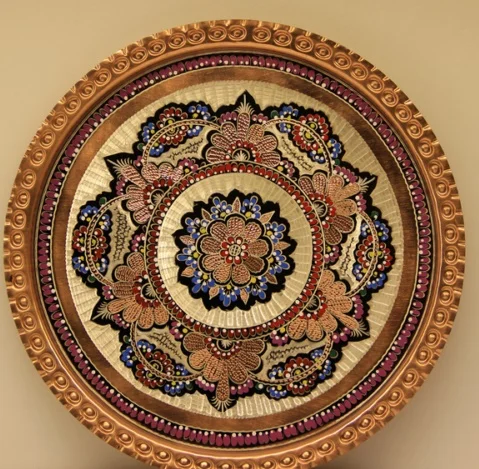 

Authentic Hand Carved Copper Tray Handmade gift set 35 cm