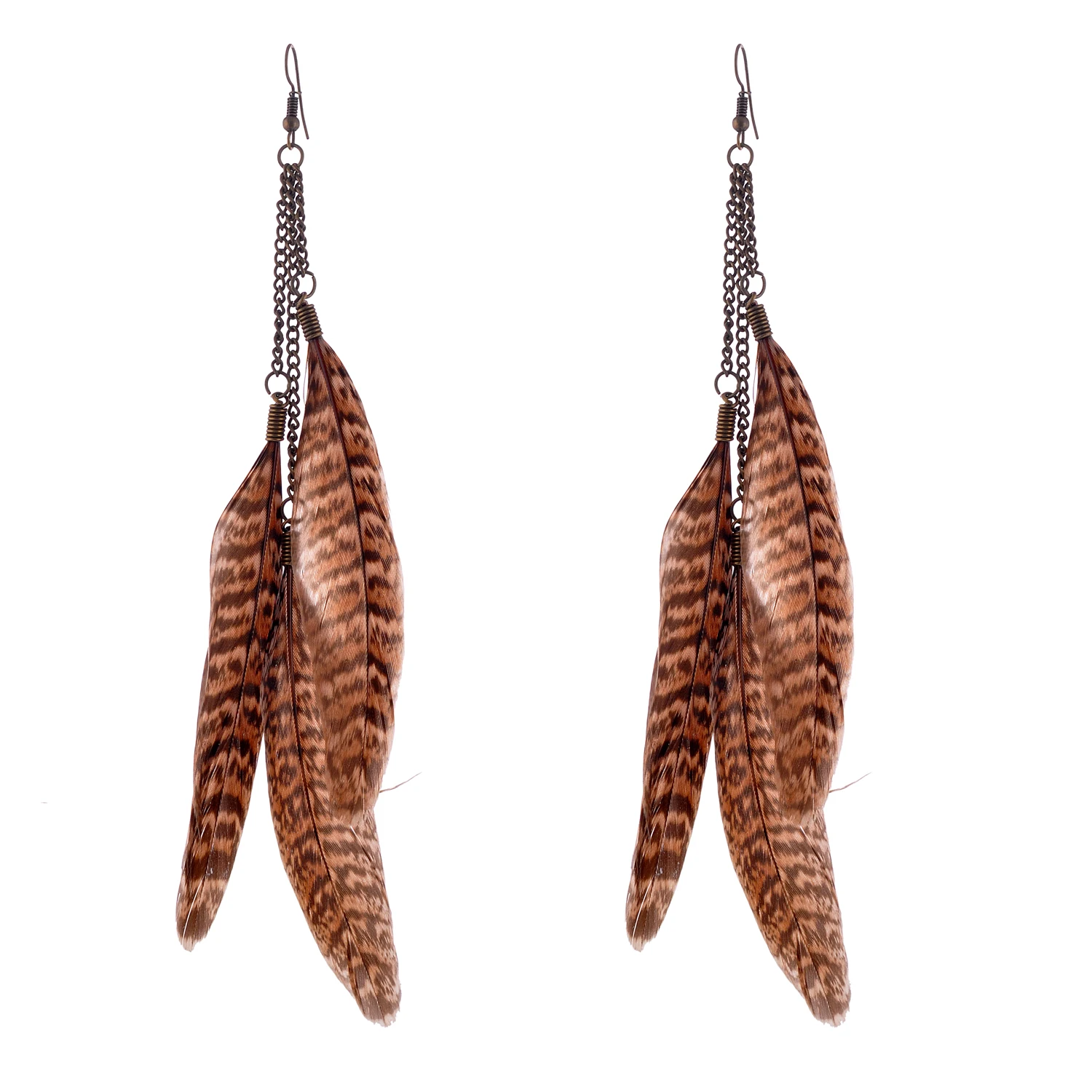 

lureme Bohemian Vintage Jewelry Women's Long Earring Handmade Pheasant Feather Dangle Earrings Pendientes Mujer Moda (er005300)