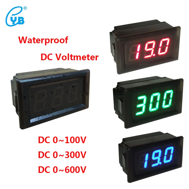 

YB28-W Waterproof DC Digital Voltage Meter Electric Car DC Three Wires Digital Voltmeter DC Voltage Meters 0-100V 0-300V 0-600V