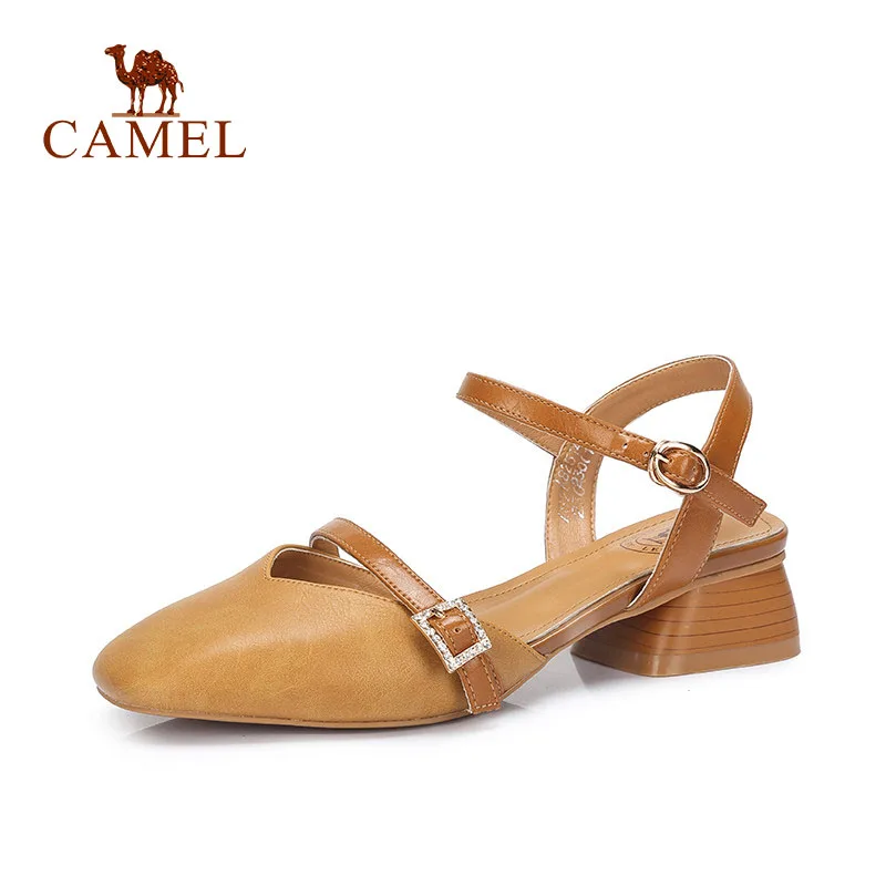 

CAMEL Spring New Women Single Low Heel Shoes For Ladies Casual Buckle Leather Fashion Pumps Women Comfort Shallow Sandals