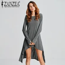 ZANZEA 7 цветов 2018 осень Для женщин Повседневное свободное платье с длинными рукавами и круглым вырезом вязаный свитер Vestido Платья для женщин плюс Размеры Детский комбинезон
