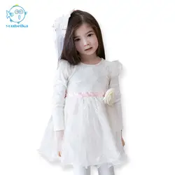 3 слоев тюля платье для девочек модные осенние свадьбы принцесса дети платья для малышей Детская одежда белые платья для девочек