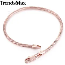 Trendsmax, 2 мм, 18-20 см, мужские, женские браслеты, змеиная кость, розовое золото, Заполненный браслет, подарок, ювелирное изделие, GB250