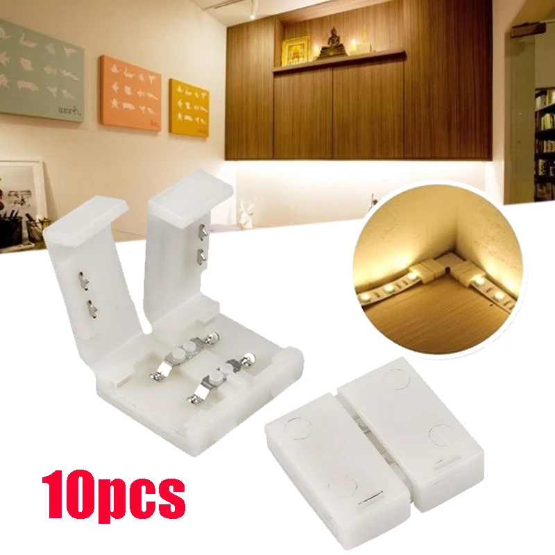 

10Pcs Female 2 Pin RGB Connector LED 3528 5050 Strip Light White Connection 1.5*1.5*0.5cm LED Strip Light Connector