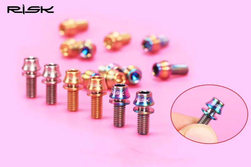 

RISK 2 x M5x12mm Titanium Alloy Bottle Cage Bolt Screw MTB BMX Mountain Road Folding Bike Tyre Pump Water Bottle Holder Bolt