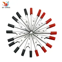 10 шт./лот изолированные зажимы типа "крокодил" пластиковая ручка кабель свинца тестирование металлический зажим типа крокодил Захваты 49 мм