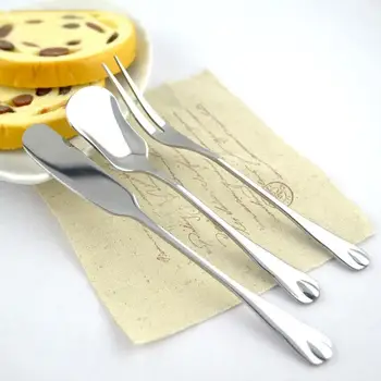 

Stainless Steel Flatware Butter Knife Dessert Jam Spoon Fruit Fork Breakfast Knifes Cutlery Kitchen Accessories JST11