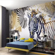 Watercolor zebra cool modern fashion TV background wall professional production mural wholesale wallpaper custom photo wall Watercolor zebra cool modern fashion TV background wall professional production mural wholesale wallpaper custom photo wall