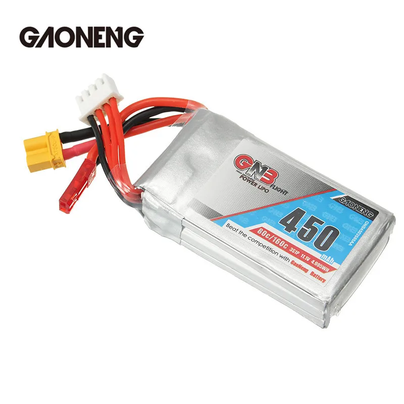 

Rechargeable Lipo Battery Gaoneng GNB 11.1V 450mAh 80/160C 3S Lipo Battery JST/XT30 Plug