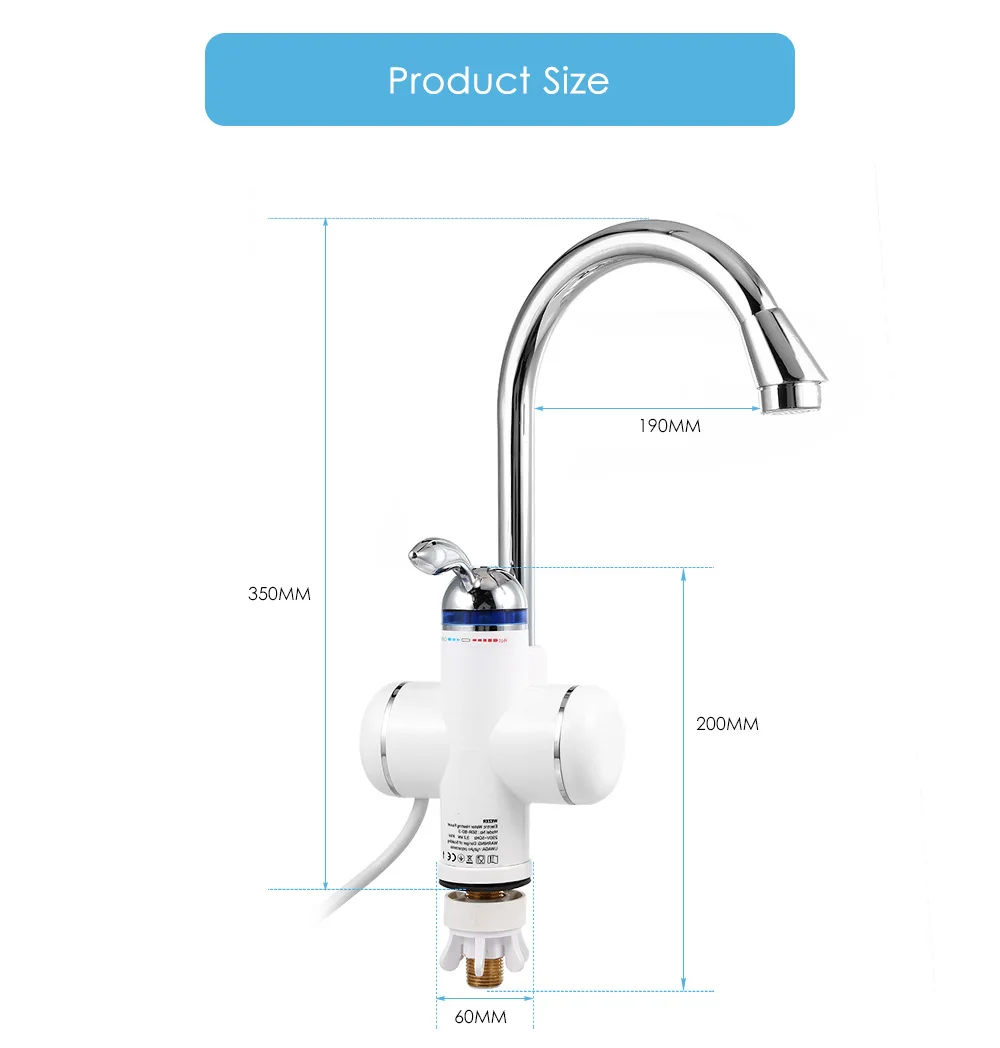 Cohotca SDR-9D-3000 Вт tankless Электрический водонагреватель кран с цифровой светодиодный Дисплей для Кухня Ванная комната