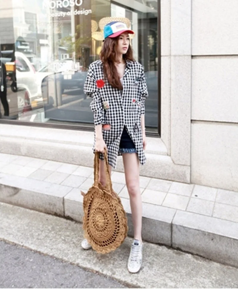 Women Bohemian Straw Bag Big Circle Summer Beach Handbags Vintage Rattan Female Shoulder Bag Handmade Travel Bolsa SS3016 (11)