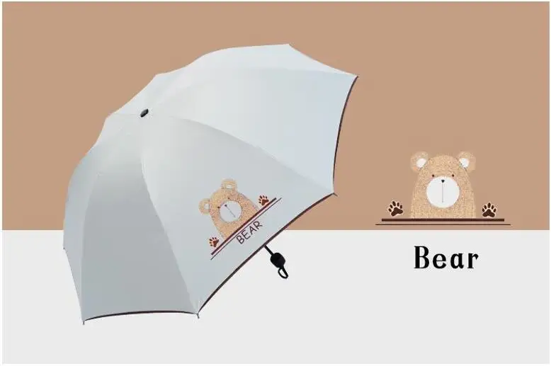 TECHOME, женский зонт в виде совы, кролика, медведя, оленя, лисы, дождя, складные зонты, Женский Солнечный зонтик с милым животным узором
