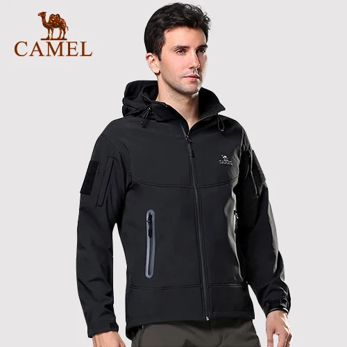 CAMEL мужская и женская уличная флисовая походная куртка водонепроницаемая ветрозащитная Флисовая теплая ветровка для рыбалки и охоты тактическая одежда - Цвет: Male-Black