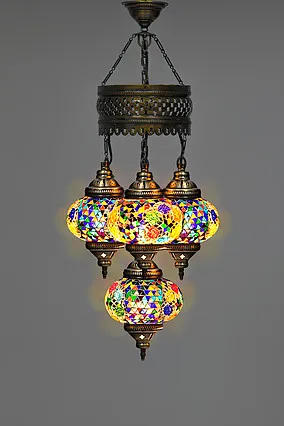 

Discount 4 BALL TURKISH SULTAN MOSAIC CHANDELIER WITH LARGE GLOBES